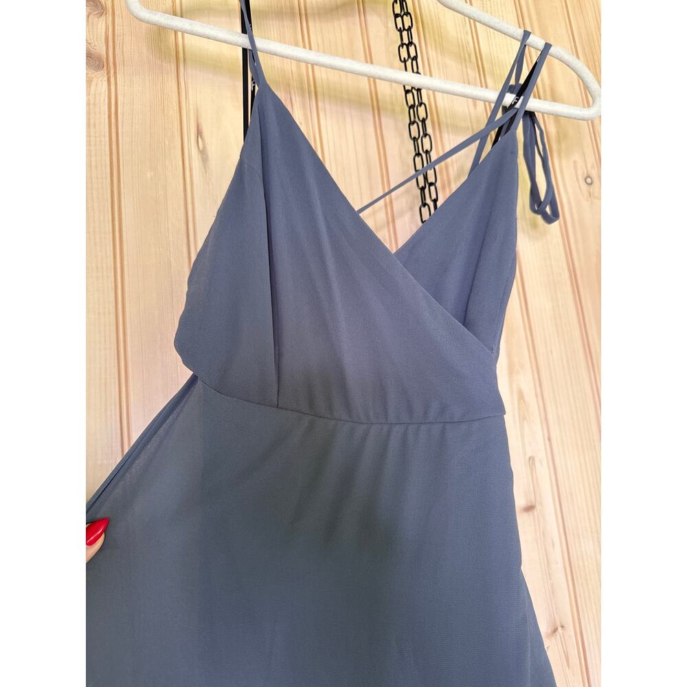 NWT Lulus In Love Forever Granite Blue Lace-Up High-Low Maxi Dress Party Sz M - Picture 5 of 12